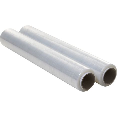 OFITURIA Film Transparente Para Embalar (2 UNIDADES) Rollo plastico transparente para embalaje industrial de 0,5 x 200m - Rollo Papel Film Estirable Manual y Elastico