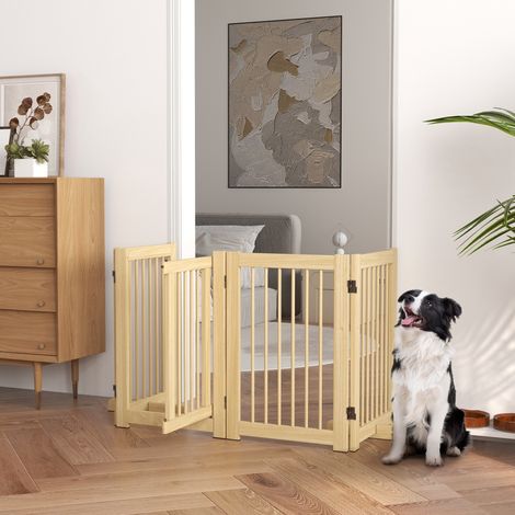 Cancelletto per cani pieghevole in legno con porta OKMYHOME (1/3)