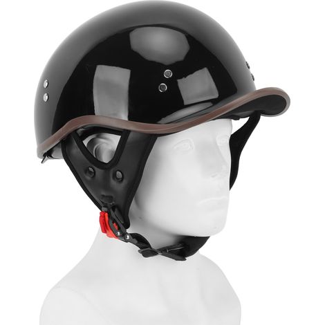 Casque Moto demi-visière solaire ABS hydrofuge profilé extérieur demi-visage homme femme queue de pointe noir pur brillant M 55-57cm (1/5)