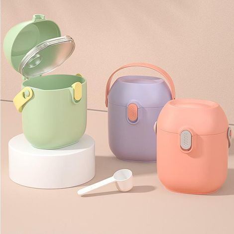 Contenitore multifunzionale per snack per bambini con misurino per il latte Contenitore multifunzionale per snack per bambini con misurino per il latte (verde pastello) (1/5)