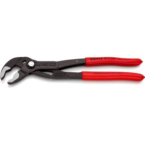 KNIPEX 87 11 250 Cobra®...matic Pinza regolabile per tubi e dadi Rivestita in plastica antiscivolo bonderizzata grigia 250 mm