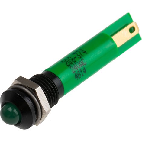 Voyant LED lumineux  Vert RS PRO, dia. 8mm, 24V c.a. ( Prix pour 1 )