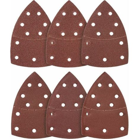 Conjunto di 50 fogli abrasivi triangolari, 105 x 152 mm, grana 80, compatibili con diverse ponceuse (1/3)