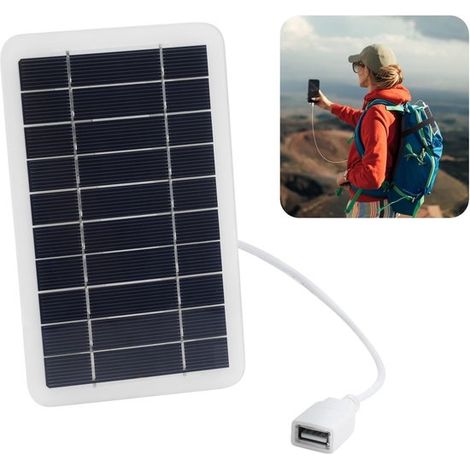 Tragbares 2W 5V Solarpanel mit USB-Anschluss und Solarladegerät für Wandern Camping und Outdoor-Aktivitäten wasserdicht IP65 robustes USB-Kabel (1/5)