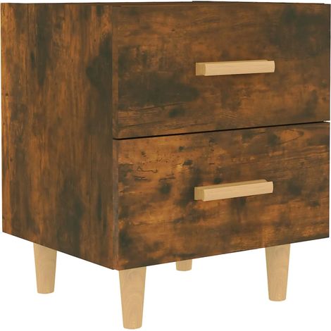 Mesita de noche con dos cajones 40 x 35 x 47,5 cm madera contrachapada marrón DEC033567