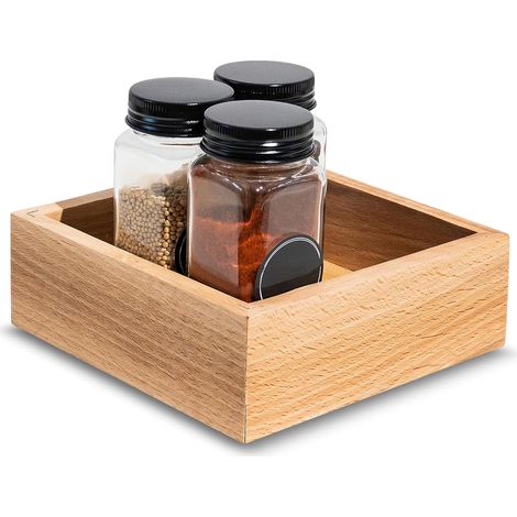 Wooden Spice Rack for Kitchen 15 x 15 x 5 cm