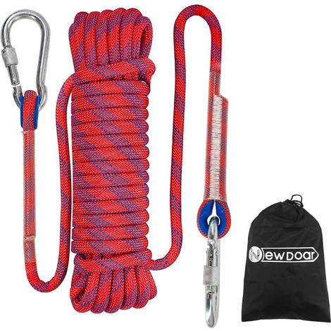 12KN Corde Flottante Marine 10mm Corde d'amarrage 10M/20M/30M Corde d'amarrage pour la Navigation, Le mouillage, Le Camping, la pêche et l'auvent de Tente avec 2 crochets-Rouge/10M (1/5)