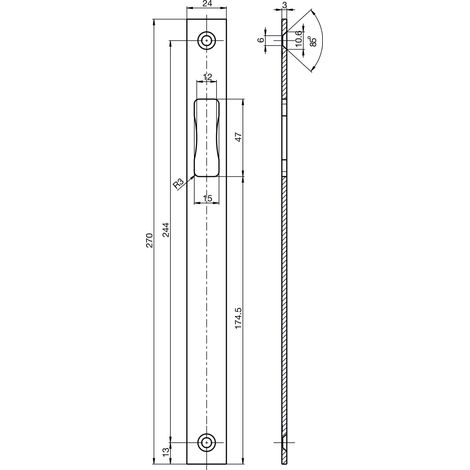 BKS Schließblech flach eckig 270x24mm passend zu Türschloss der Serie 18 und 19 - geprüft nach EN179 & EN1125 nur mit Falle, Edelstahl (1/5)