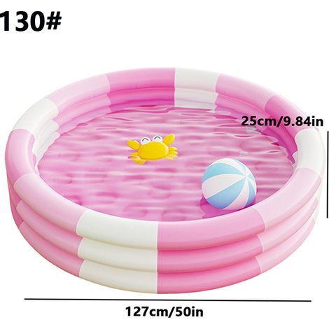 ALLIANDISCircular Kiddie Pool Shallow Raised Circular Pool Kids Product Easy to Inflate Long-Lasting Vinyl for Children pink (1/5)