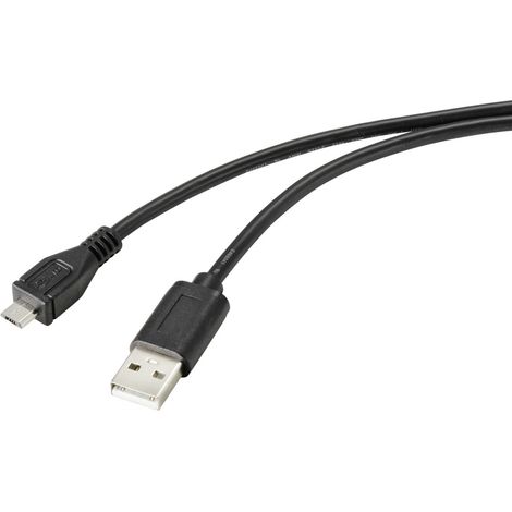 Renkforce USB-Kabel USB 2.0 USB-A Stecker, USB-Micro-B Stecker 2.00 m Schwarz mit antimikrobieller (1/4)