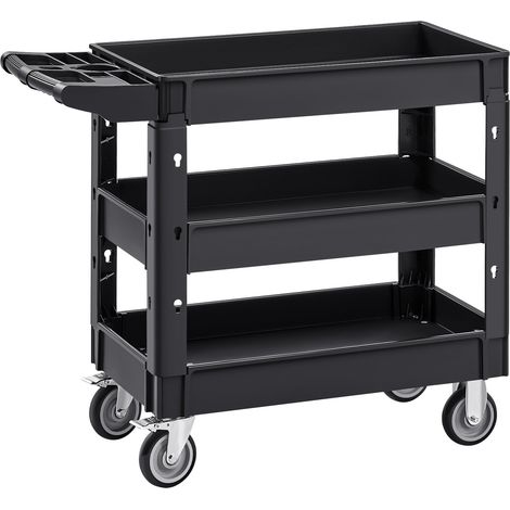 Chariot de Service 3 Étagères Chariot de Transport Utilitaire PP Capacité Totale 249 kg 83 kg/Étagère Roues Pivotantes (2 avec Freins) Poignée Ergonomique pour Outils Garage Entrepôt Bureau (1/5)