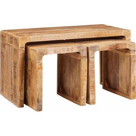 Nestingtisch 3 pcs Braun Massivholz Mango
