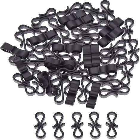 Lot de 50 crochets de suspension noirs en forme de S pour gouttière, idéaux pour la fixation de guirlandes lumineuses extérieures (mariage, etc.). (1/5)