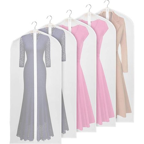 Sac De Rangement Pour Vêtements - 60 X 140 Cm - Tissu Translucide Respirant Pe - Pour Costumes Manteaux Robes Vestes - Lot De 5 (1/5)
