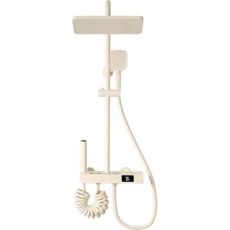 Système de Pomme de Douche Pression Précipitant/Pandheld Douche Combo Piano clé Pluie de Pluie Piste avec Support Blanc Laiteux Version brûlage et froid (1/5)