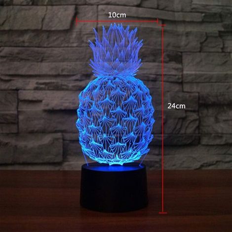 3D-LED-Nachtlicht mit optischer Täuschung, Nachttischlampe mit 7 Farben und Touch-Steuerung für Schlafzimmer oder Tisch, Art-déco-Nachtlicht für Kinder mit USB-Kabel, Ananas, Sonne (1/4)