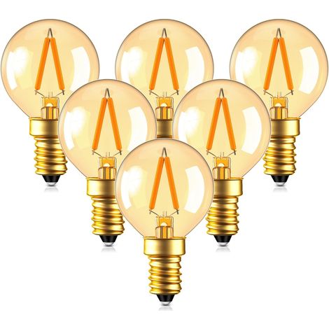 G40 LED Filament Mini Globe Bulb 1 W Ultra Warm White 2200 K Amber Glow,10W Replacement Equivalent - E14 Candlestick Bulbs- Non Dimmable -6 Pack (1/5)