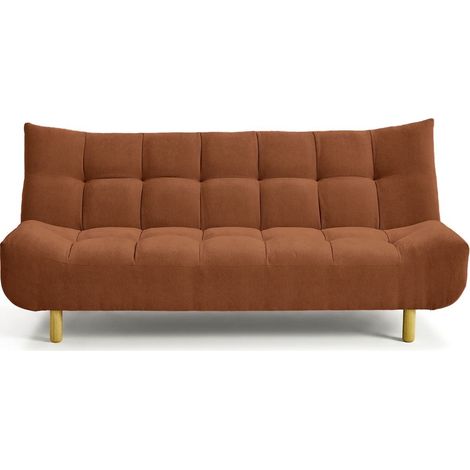 Canapé capitonné convertible 3 places en tissu chenille terracotta - Bumpy (1/5)