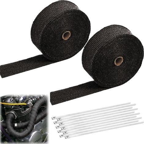 Bande Thermique Echappement,2pcs Bande de Protection Thermique Collecteur Echappement,Echappeme Isolant,pour Motos Voitures (1/5)