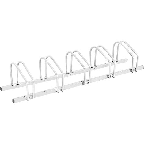 Râtelier 5 Vélo, Support de Rangement Vélo en Acier Revêtu, Fixation au Sol ou au Mur pour Extérieur et Intérieur, 150 x 32,5 x 26 cm (1/5)
