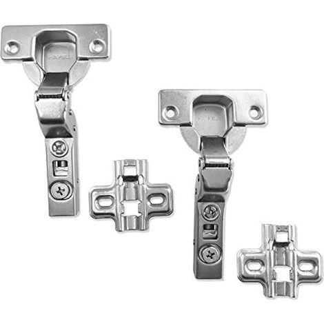 HÄFELE Lot de 2 charnières standard à butée intérieure à 110 ° avec fermeture automatique Soft Close - Amortissement intégré - Pour armoire de cuisine, armoire, porte de placard (1/5)
