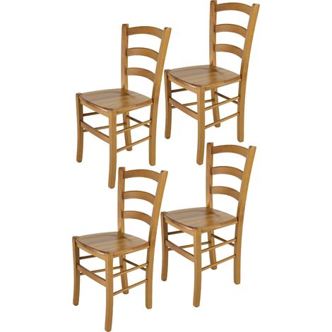 Tommychairs - Set 4 sedie modello Venice per cucina bar e sala da pranzo, robusta struttura in legno di faggio color rovere e seduta in legno