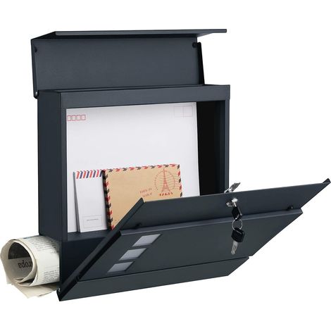 Boîte aux lettres moderne, avec porte-journaux, couvercle, verrouillable, facile à installer, Gris anthracite GMB052G01 (1/5)