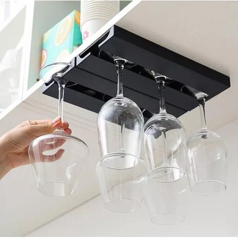 Soporte para copas de vino, 3 filas, Botellero de metal, Soporte para copas de vino, Soporte para copas de vino, Negro, 24832cm, Industrial (1/5)
