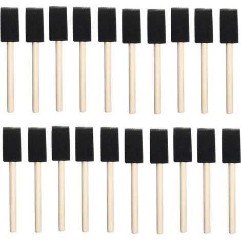 25pcs Foam Sponges Paint Wooden Handle Flexible Poly Foam Brush Angled Brush for Acrylics Stains Varnishes Crafts Art 1 Inch MUMU