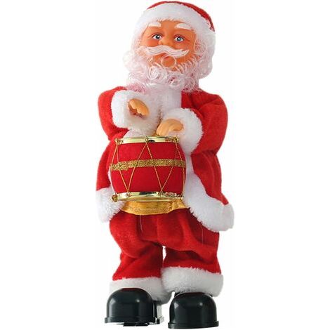 Pr Chanter Danser Père Noël Marcher Pied Jouer Tambour Noël Père Noël Jouet Électrique Musical Xmas Figurines Poupée Décoration Cadeau pour Noël Nouvel An (1/5)