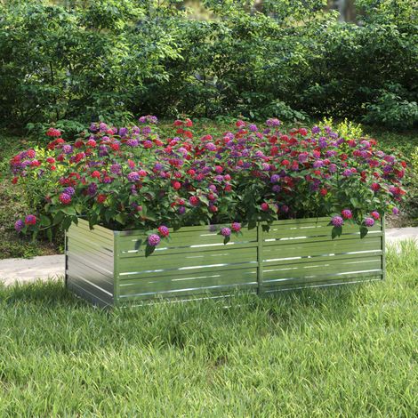 Arriate de acero galvanizado plateado 160x80x45 cm vidaXL