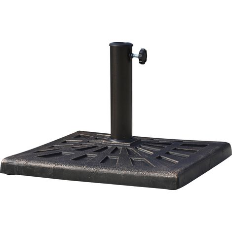 Base per Ombrellone Quadrata in Resina per Pali da Ø3.8/4.8cm, 47x47x32cm