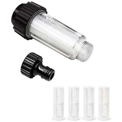 Kit de filtres à eau 3/4" Préfiltre à eau avec 4 filtres et adaptateur rapide pour nettoyeur haute pression, pompe de jardin, arrosage de jardin, camping-car
