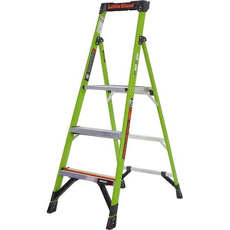 Little Giant – Escabeau en fibre de verre 3 marches – Charge maximale 150kg – Technologie Ground Cue pour sécurité – Sabots antiglisse (1/5)