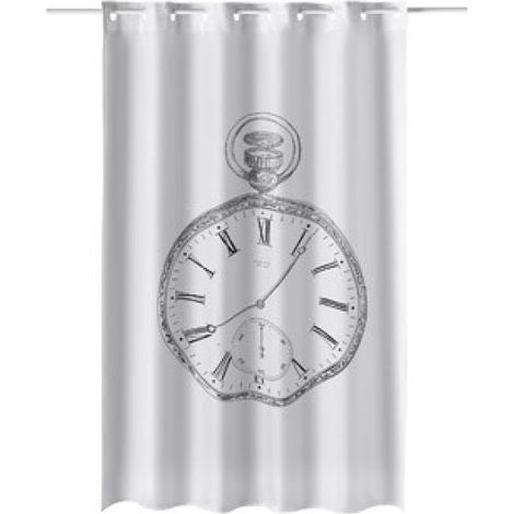 Cortina baño estampado reloj 180 x 200 cm poliester atenas