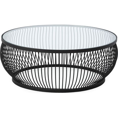 Mesa De Centro 93X93X34 Cristal/Metal Negro (1/3)