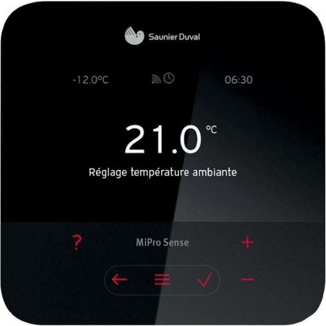 Saunier Duval – Pompe à chaleur air/eau MiPro Sense – Régulateur multi-énergies pour 3 zones – Interface tactile LCD – Gestion à distance via application (1/4)