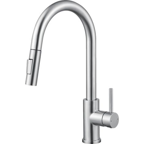 Grifo de cocina con caño extraíble, diseño ahorrador de agua, cromado. (1/2)