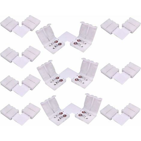 10 connettori a L a 2 pin per strisce LED, connettore ad angolo retto per strisce LED SMD 5050 5630 monocolore larghe 10 mm, senza saldatura [Classe energetica (1/5)