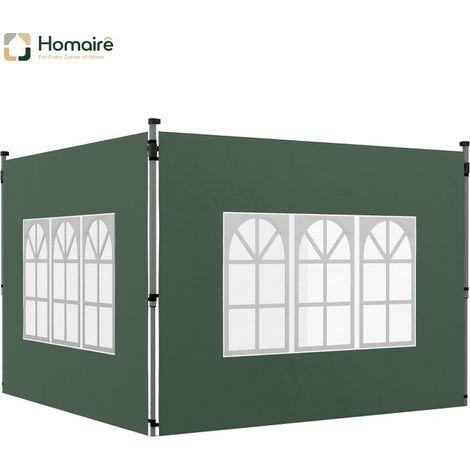 HOMAIRE 2ème Set de Panneaux Latéraux pour Pavillon 3x3/3x4 m, Paroi Latérale avec Fenêtre, Etanche Vert