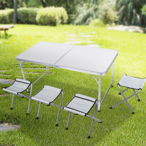 Table pliante de cuisine/salle à manger/jardin/pique-nique/camping avec ensemble de 4 chaises portables (1/5)