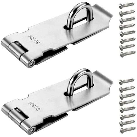 2 Pièces Loquet de Cadenas 4 Pouces - Argenté Acier Inoxydable Verrou de Porte Cadenas avec Vis pour Meubles Armoire Tiroir