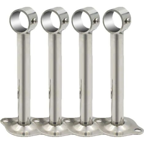 Juego de 4 soportes de pared de acero inoable para barra de cortina de ducha y armario (1/4)