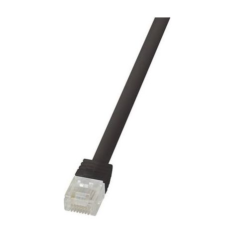 Cable reseau RJ45 male U-UTP Cat 6 noir - 1m - plat (1/2)
