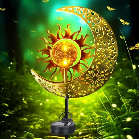 Solar-Mondlichter für Gärten im Freien, Wegbeleuchtung für Feengärten, Terrassendekoration, wasserdichte Wegbeleuchtung (Sonne und Mond)