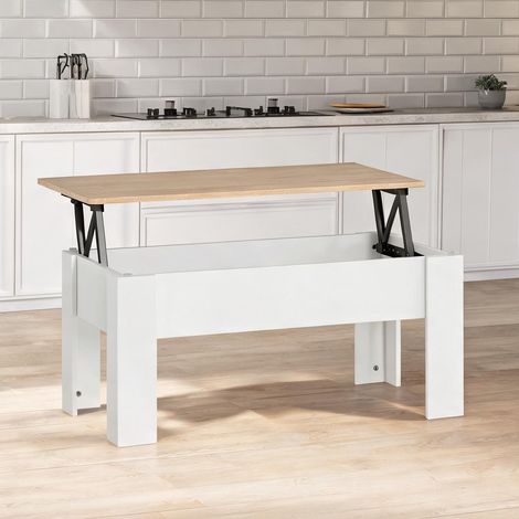 Table basse blanc en panneau de particules 100 x 50 x 45 cm (1/5)