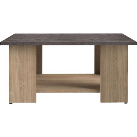 Table basse 67x67x31 cm chêne et plateau béton - MODERN (1/4)