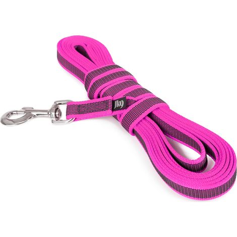 1 - Laisse pour chien - Caoutchouc antidérapant - Résistant à l&39humidité - Pour dressage et sport - Rose-Gris - 20 mm x 500 cm (1/5)