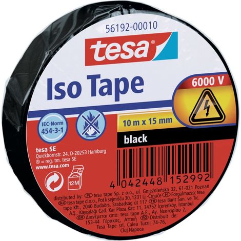 tesa Isolierband L10m,B15mm schwarz 10 Stk (1/2)