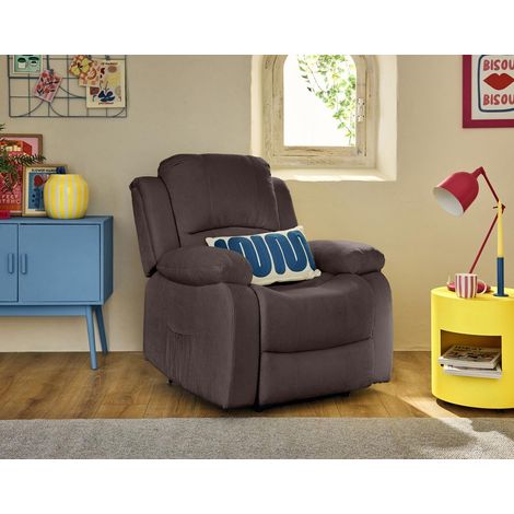 Bestmobilier – Fauteuil relax électrique en velours côtelé marron – Mécanisme de relaxation ajustable – Dimensions 103x90x93 cm – Confort optimal pour détente